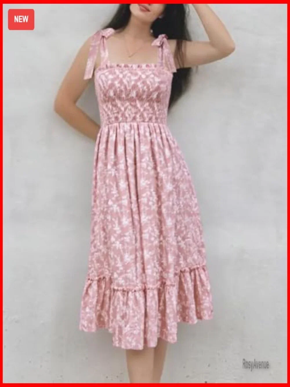 Summer Maxi Dress Floral Boho Tie Strap Sleeveless Smocked A-Line Beach